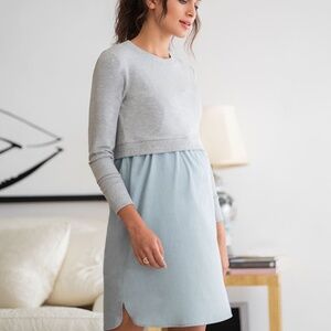 Seraphine Cotton Maternity & Nursing Dress with Sweatshirt Top - XS/Size 2